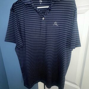 Rhoback Navy and White Striped Polo Shirt
